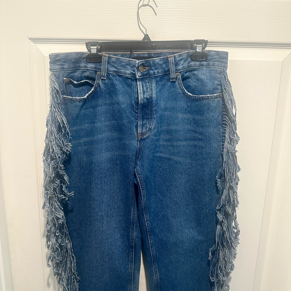 Alanui Blue Fringed Women's Jeans